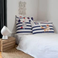 Carré Blanc Taie d'oreiller rectangulaire réversible coton biologique Ptitchic renard|Enfant Linge De Litbio|Taies D'oreiller