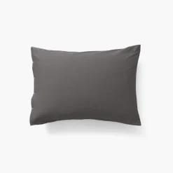 Carré Blanc Taie d'oreiller rectangulaire satin de coton lavé bio Quartz galet| Taies D’oreiller