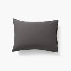 Carré Blanc Taie d'oreiller rectangulaire satin de coton lavé bio Quartz galet| Taies D’oreiller