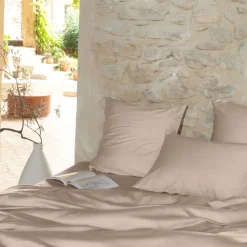 Carré Blanc Taie d'oreiller rectangulaire satin de coton bio lavé Quartz dune|Femme Coffrets Cadeaux|Taies D’oreiller