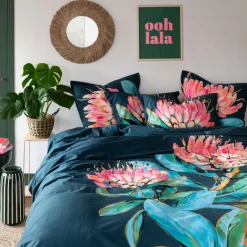 Carré Blanc Taie d'oreiller rectangulaire percale de coton Protea| Taies D’oreiller