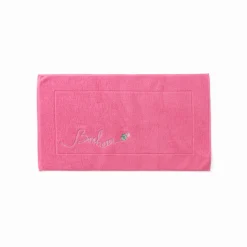 Carré Blanc Tapis de bain bouclette de coton Eloges rose| Tapis De Bain