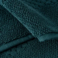 Carré Blanc Tapis de bain coton Eclats bleu pétrole| Tapis De Bain