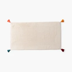 Carré Blanc Tapis de bain coton Eclats naturel| Tapis De Bain