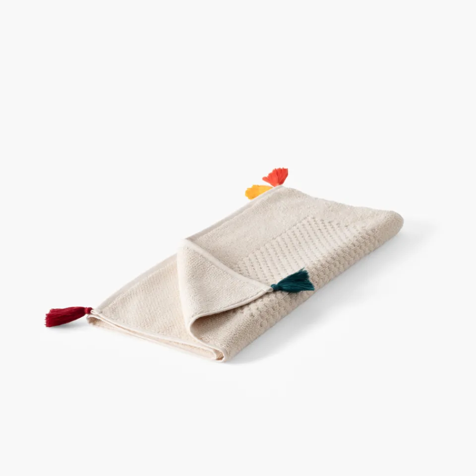 Carré Blanc Tapis de bain coton Eclats naturel| Tapis De Bain