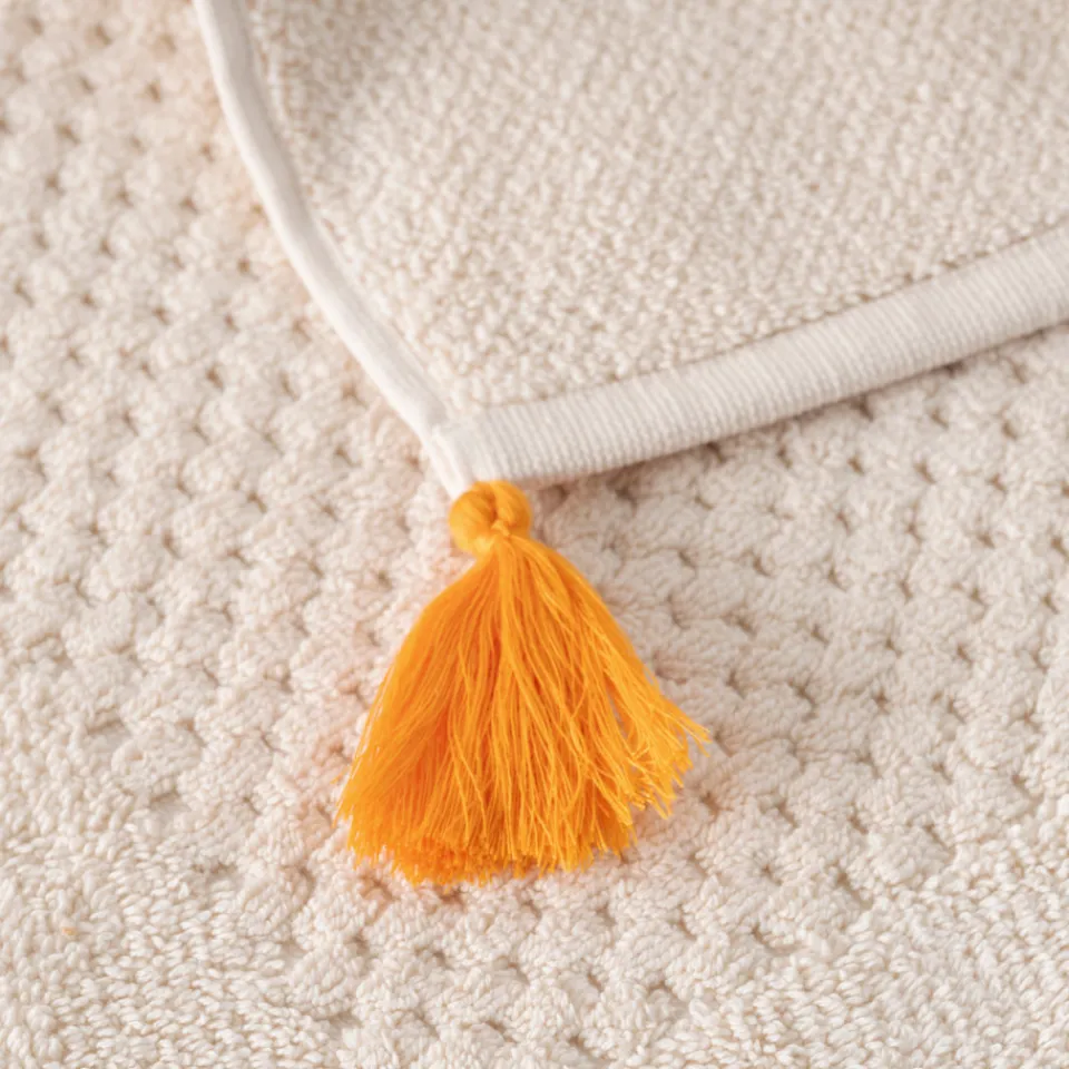 Carré Blanc Tapis de bain coton Eclats naturel| Tapis De Bain