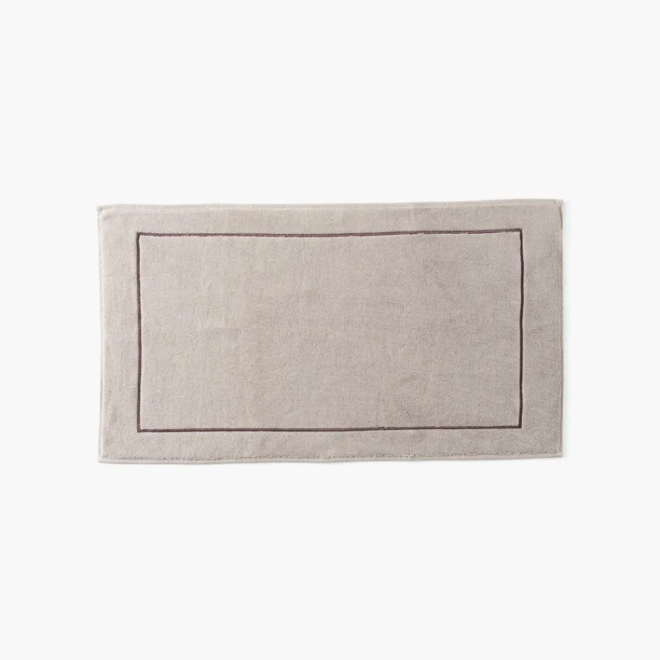 Carré Blanc Tapis de bain coton et viscose de bambou Aura taupe| Tapis De Bain