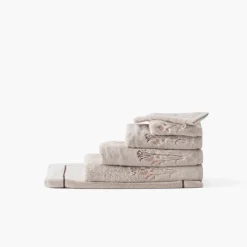 Carré Blanc Tapis de bain coton et viscose de bambou Aura taupe| Tapis De Bain