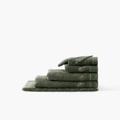 Carré Blanc Tapis de bain coton et viscose de bambou Silvalys vert forêt| Tapis De Bain