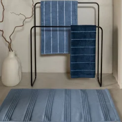 Carré Blanc Tapis de bain coton Hypnotic indigo|Homme Coffrets Cadeaux|Tapis De Bain