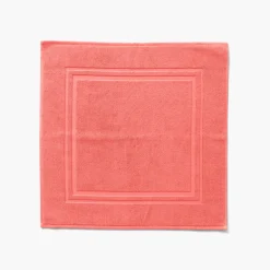 Carré Blanc Tapis de bain coton Lola II corail| Tapis De Bain