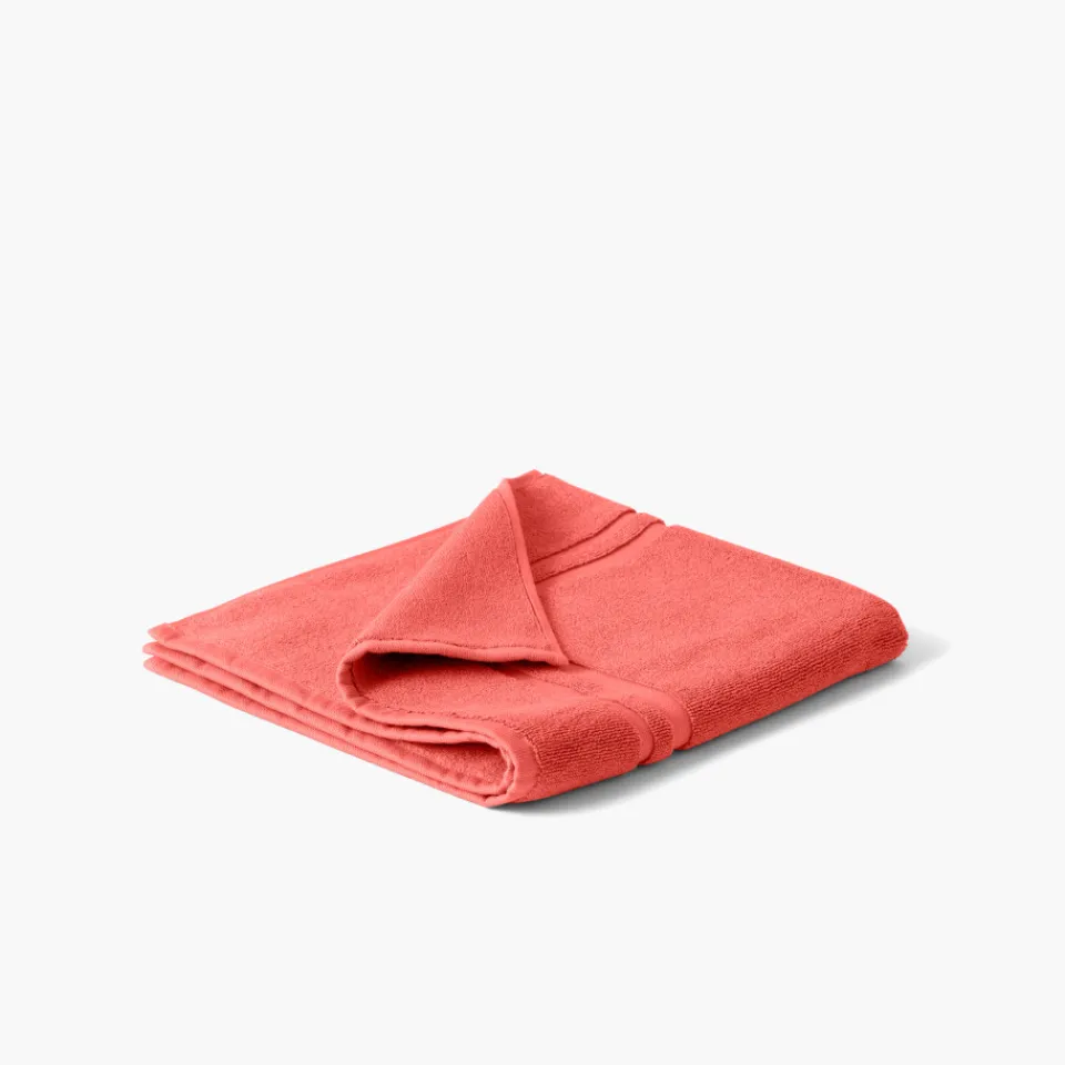 Carré Blanc Tapis de bain coton Lola II corail| Tapis De Bain