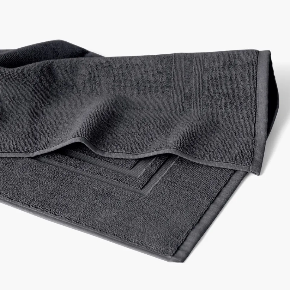 Carré Blanc Tapis de bain coton Lola II ardoise| Tapis De Bain