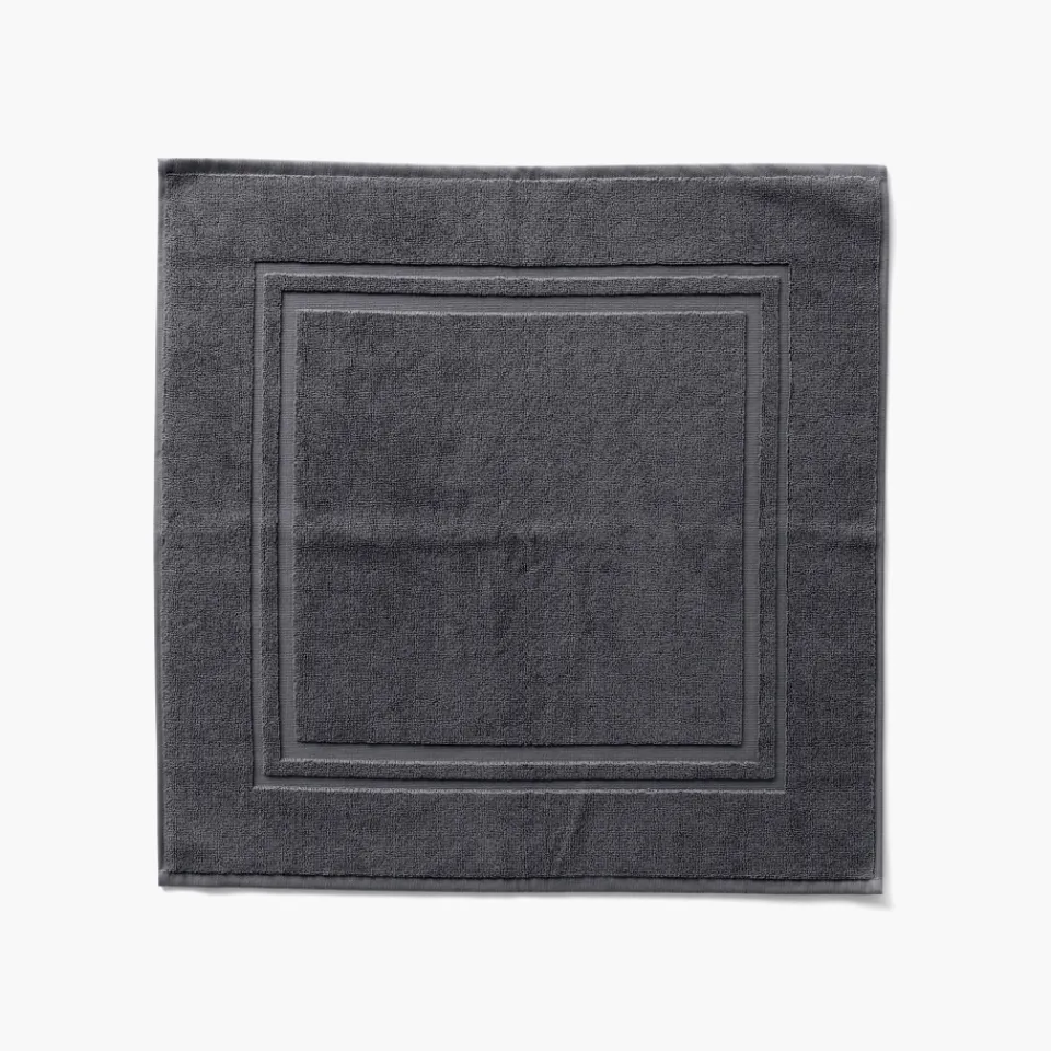 Carré Blanc Tapis de bain coton Lola II ardoise| Tapis De Bain