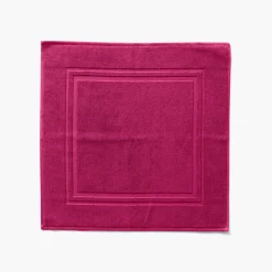 Carré Blanc Tapis de bain coton Lola II framboise| Tapis De Bain