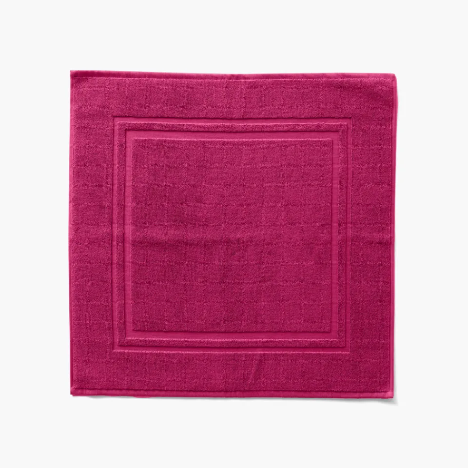 Carré Blanc Tapis de bain coton Lola II framboise| Tapis De Bain