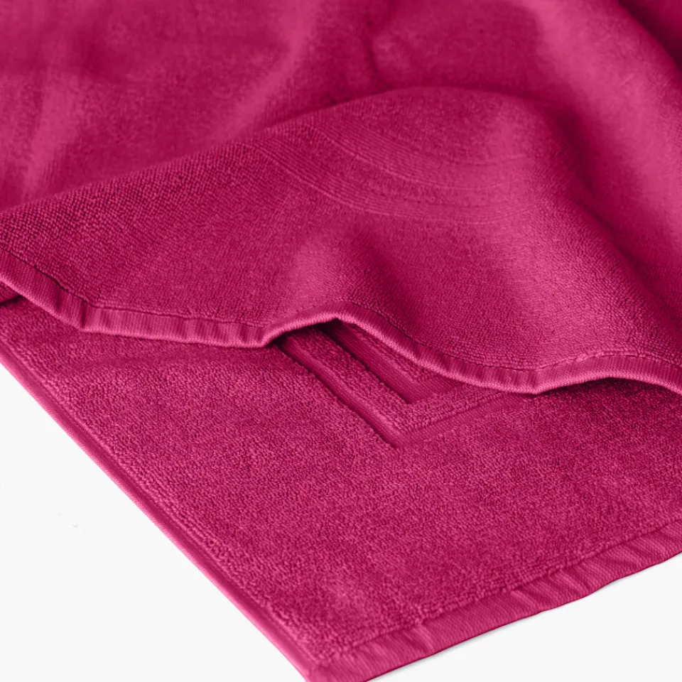 Carré Blanc Tapis de bain coton Lola II framboise| Tapis De Bain