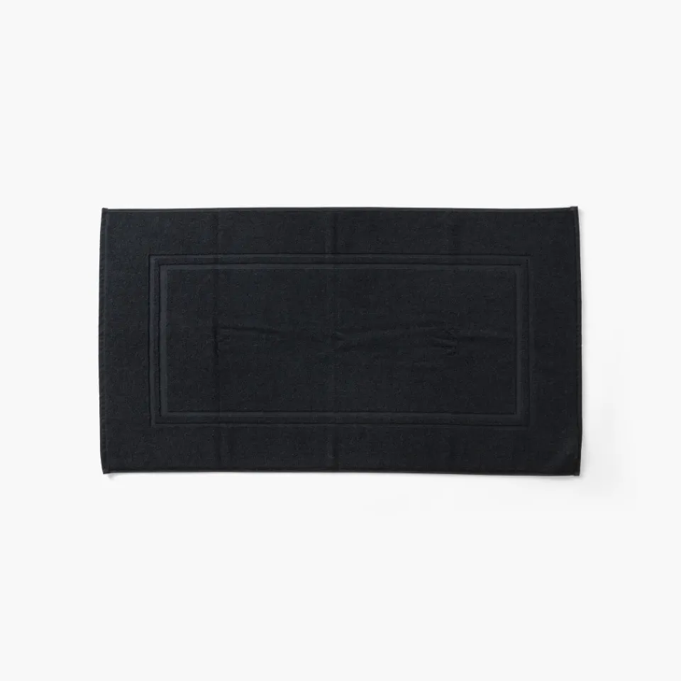 Carré Blanc Tapis de bain coton Lola II noir| Tapis De Bain