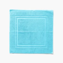 Carré Blanc Tapis de bain coton Lola II turquoise| Tapis De Bain