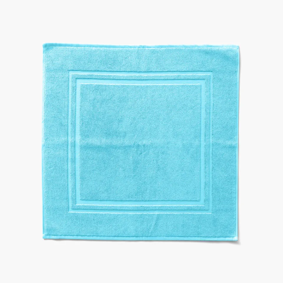 Carré Blanc Tapis de bain coton Lola II turquoise| Tapis De Bain
