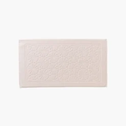 Carré Blanc Tapis de bain coton Lotus rosée| Tapis De Bain