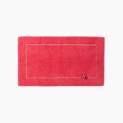 Carré Blanc Tapis de bain coton Rosella coquelicot| Tapis De Bain