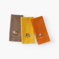 Carré Blanc Torchon coton nid d'abeille Tcafé tabac| Torchons & Essuie-mains