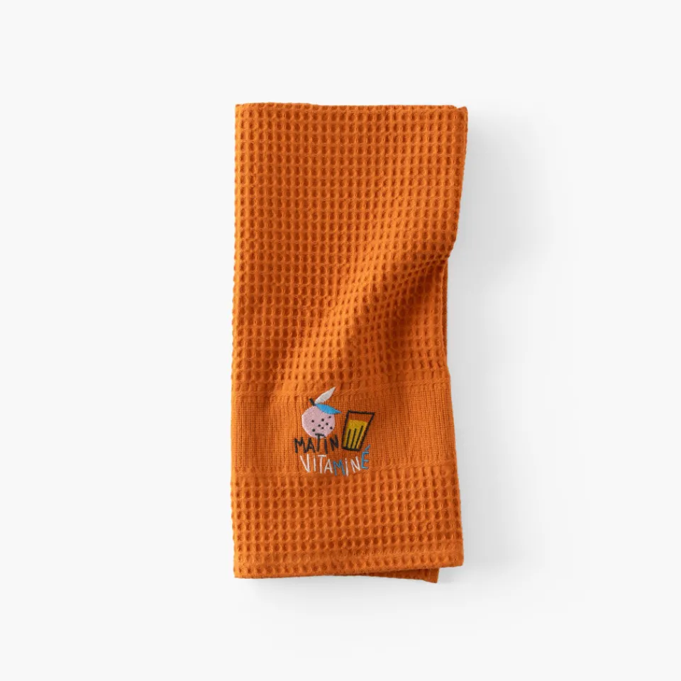 Carré Blanc Torchon coton nid d'abeille Tcafé rouille| Torchons & Essuie-mains