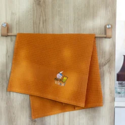 Carré Blanc Torchon coton nid d'abeille Tcafé rouille| Torchons & Essuie-mains