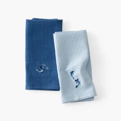 Carré Blanc Torchon coton nid d'abeille Symphony indigo| Torchons & Essuie-mains