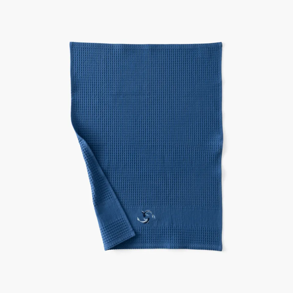 Carré Blanc Torchon coton nid d'abeille Symphony indigo| Torchons & Essuie-mains