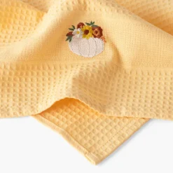 Carré Blanc Torchon coton nid d'abeille Patisson jaune| Torchons & Essuie-mains