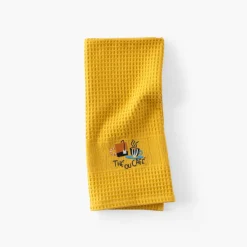 Carré Blanc Torchon coton nid d'abeille Tcafé curcuma| Torchons & Essuie-mains