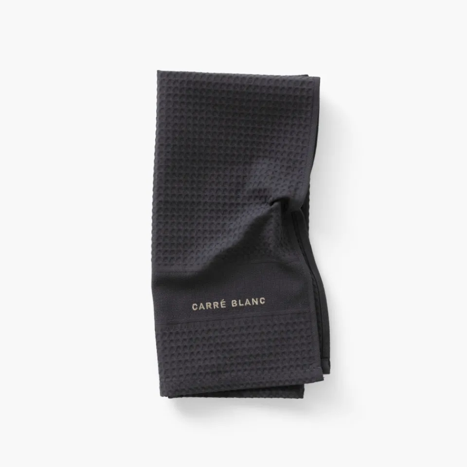Carré Blanc Torchon de cuisine coton Signature charbon| Torchons & Essuie-mains