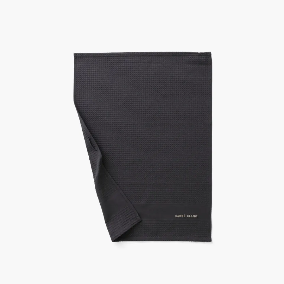 Carré Blanc Torchon de cuisine coton Signature charbon| Torchons & Essuie-mains