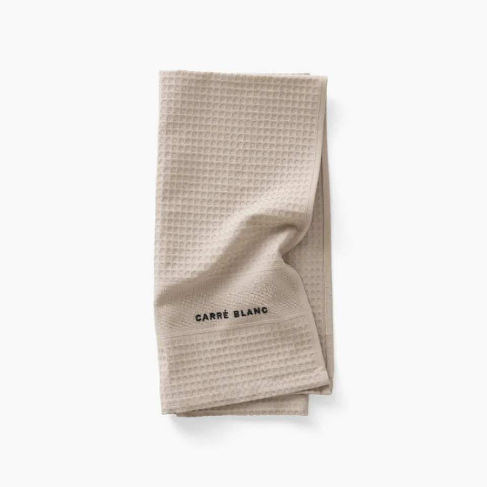 Carré Blanc Torchon de cuisine coton Signature grège|Femme Torchons & Essuie-mains|Coffrets Cadeaux
