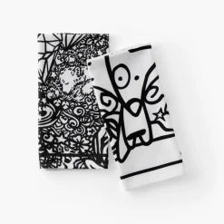 Carré Blanc Torchon de cuisine coton Jakè x noir|Homme Torchons & Essuie-mains|Coffrets Cadeaux