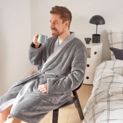 Carré Blanc Veste homme polaire col kimono Grizzli gris|Homme Coffrets Cadeaux|Robe De Chambre Homme